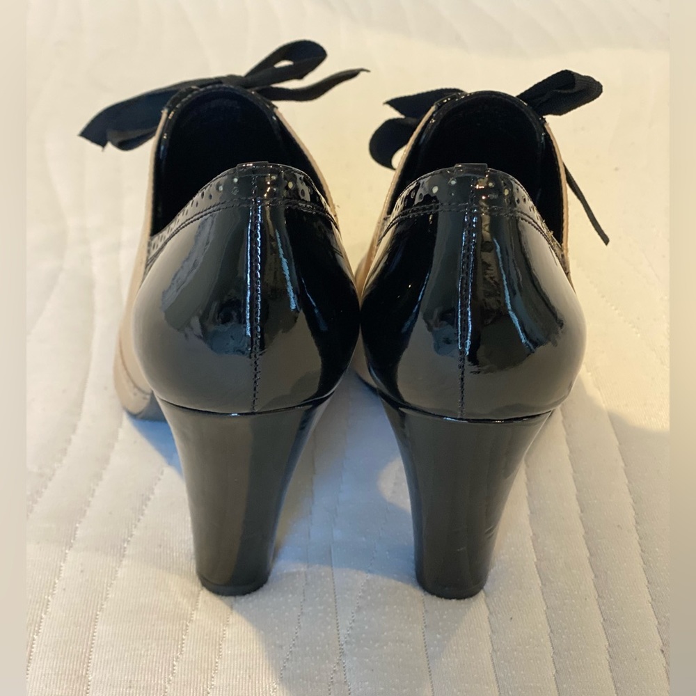 Gianni Bini Black and Cream Lace-Up Heels - Picture 2 of 5